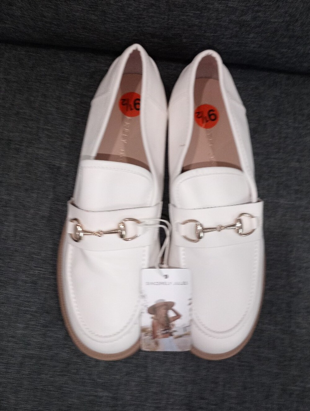 Sincerely Jules Classic White & Gold Horsebit Vegan Loafer Office Flats 9.5 NWT